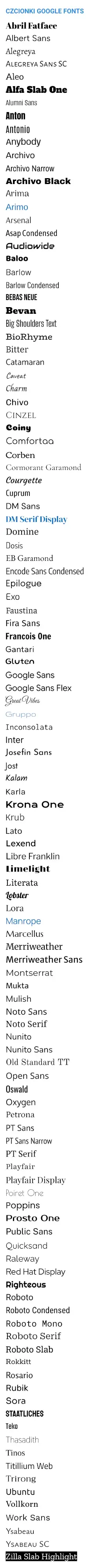 czcionki google fonts