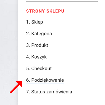Strona podziękowania za zamówienie