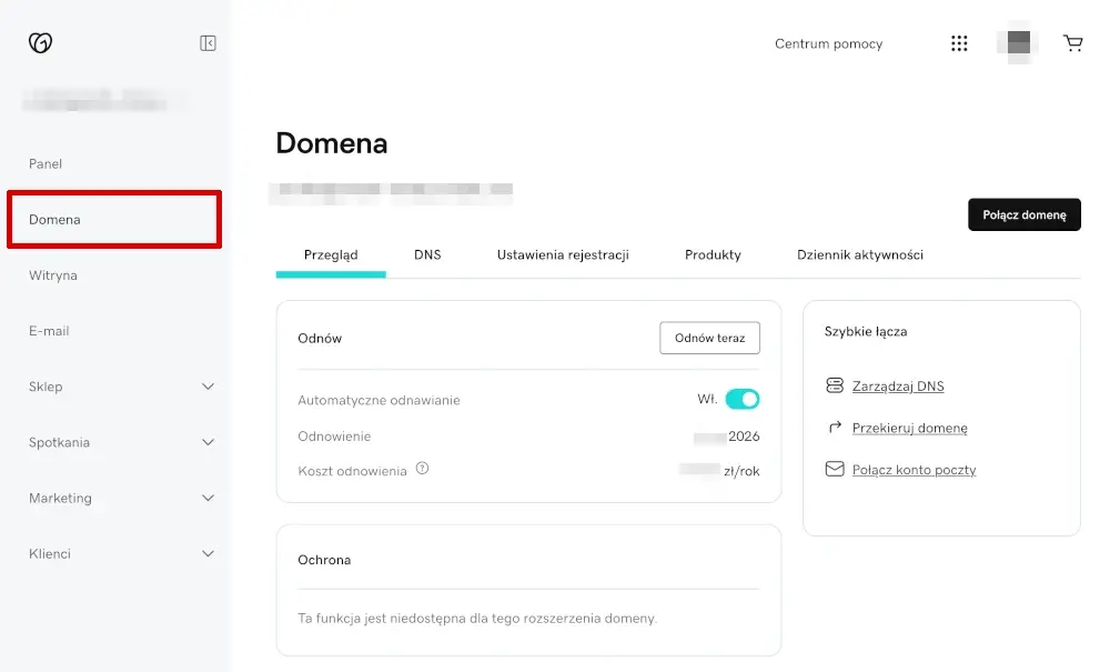 panel godaddy domena