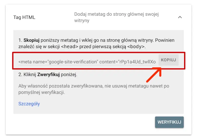 skopiuj wygenerowany kod&nbsp;
