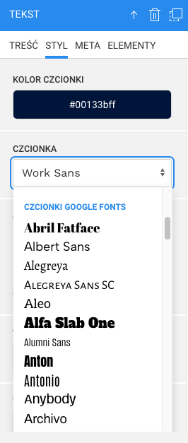 czcionki google fonts na stronie select