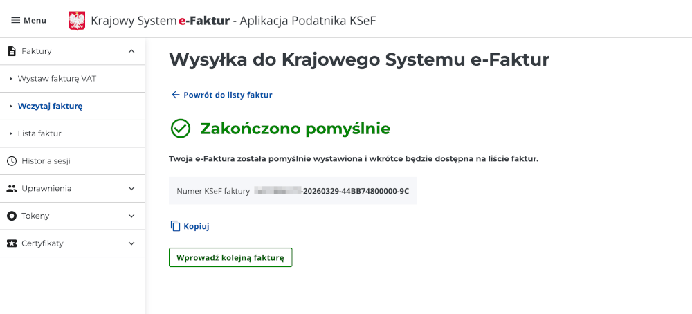 faktura wczytana pomyślnie