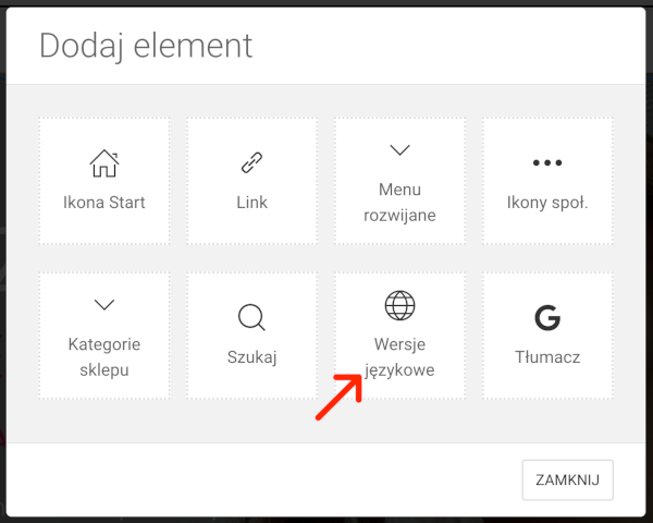 kreator stron nawigacja menu językowe ikona języki