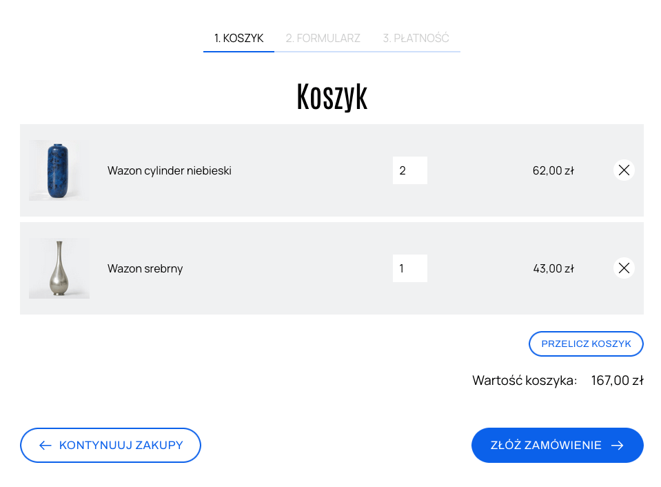 przeliczanie pozycji po wpisaniu liczby produktów