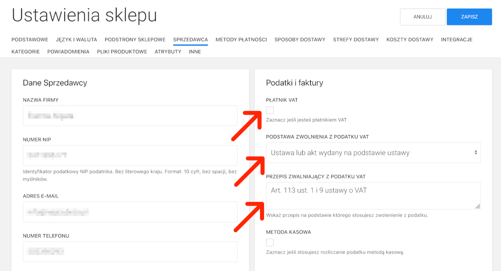 podatnik zwolniony z vat