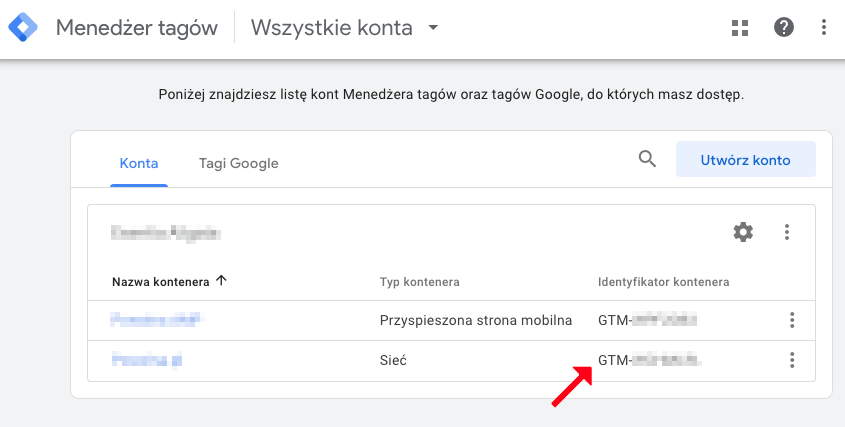 identyfikator kontenera Google Tag Manager